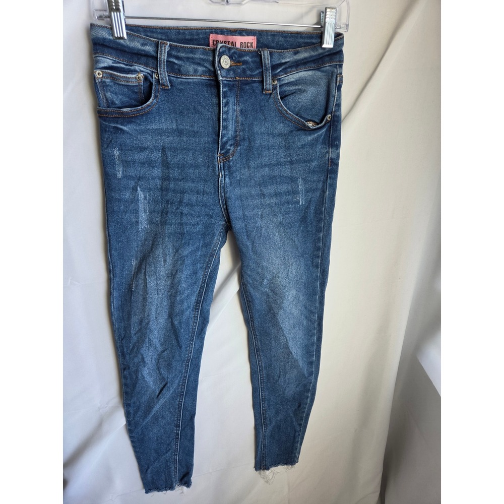 Crystal Rock Womens Skinny Jeans Blue